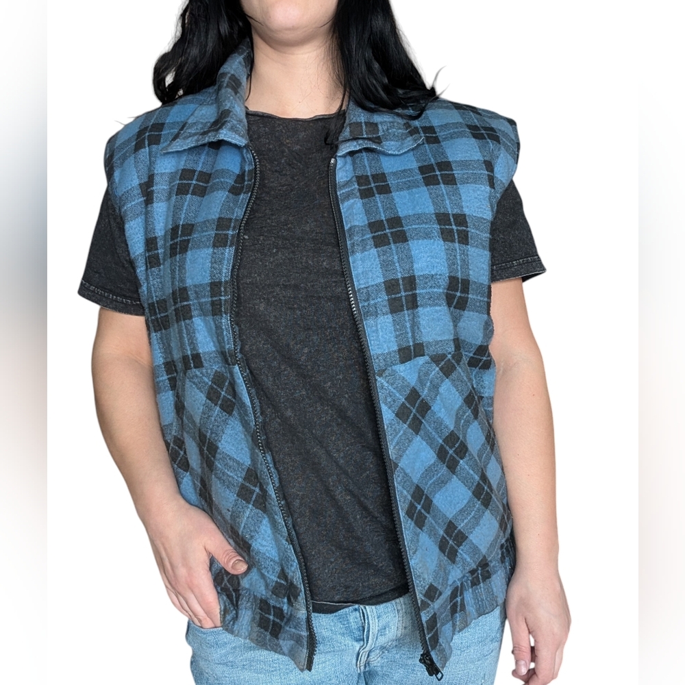Men's Blue Plaid Vest